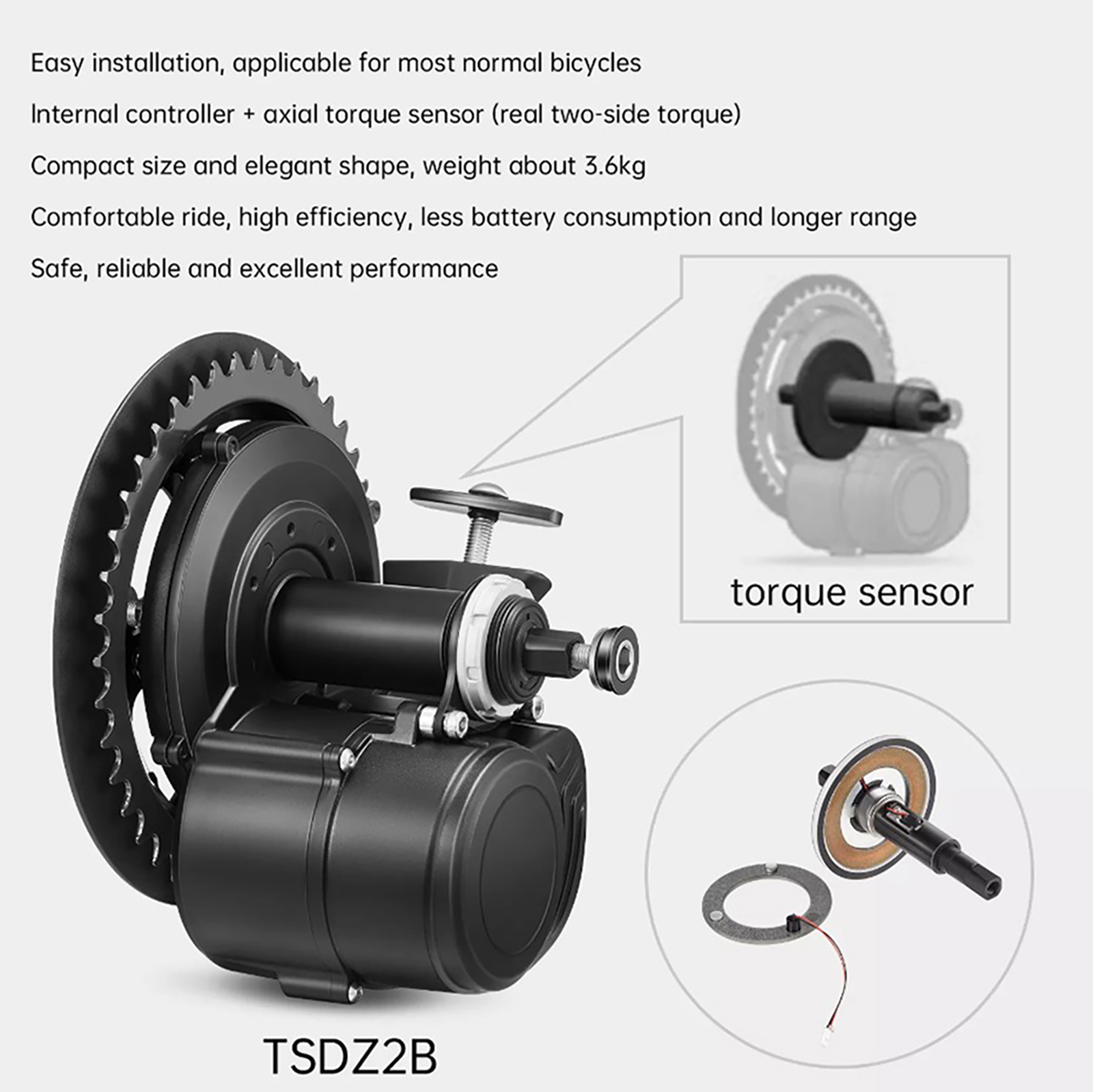 Tongsheng TSDZ2B BB 120 mm 100 – Torque Sensor Mid Drive Motor Kit Bewertung und Preis